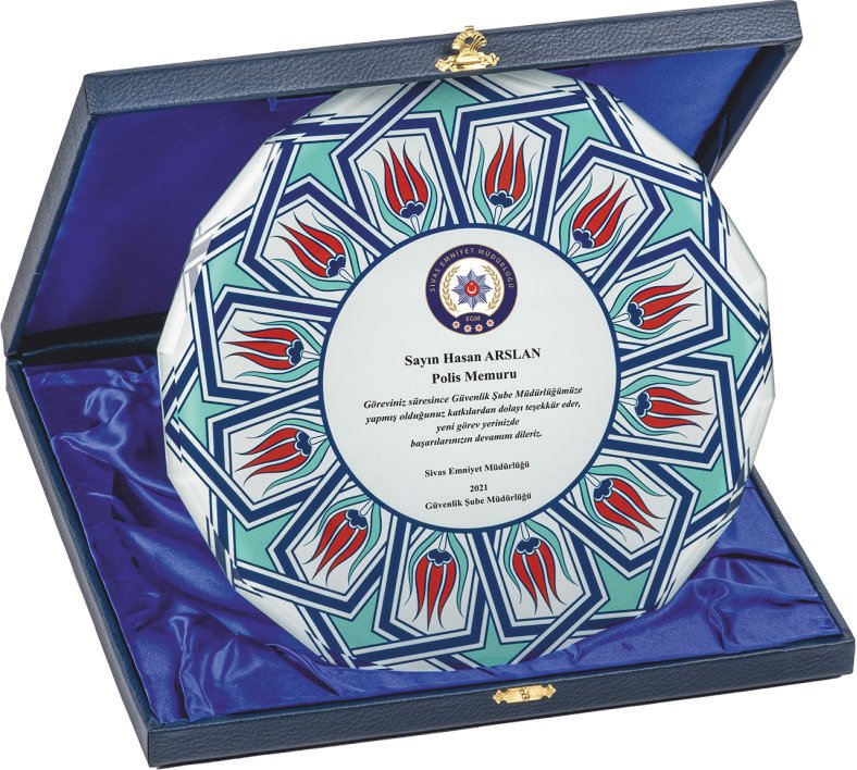 deri kutulu kristal plaket