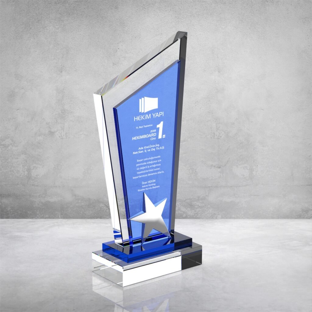 mavi kristal plaket