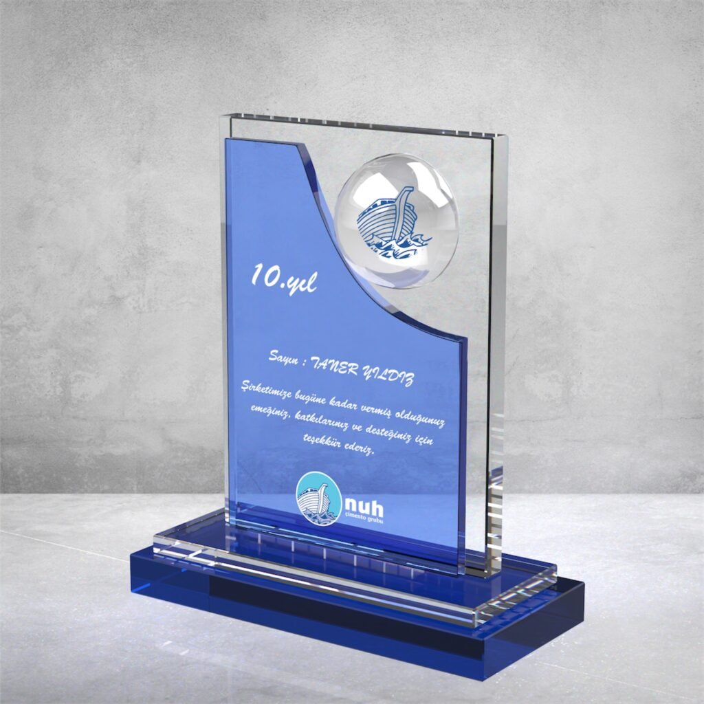 Mavi Camlı plaket